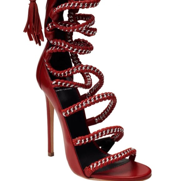 IMENA II GARNET CALF SANDALS - Picture 5 of 7